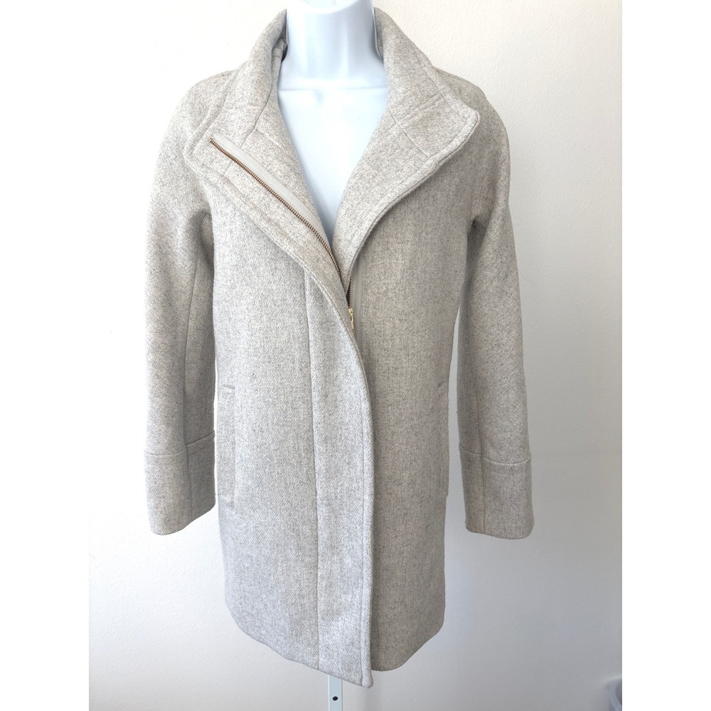 Clean Girl Wool Blend Coat Size 2 Light Grey Stand Collar Chic Winter Jacket - Picture 4 of 13